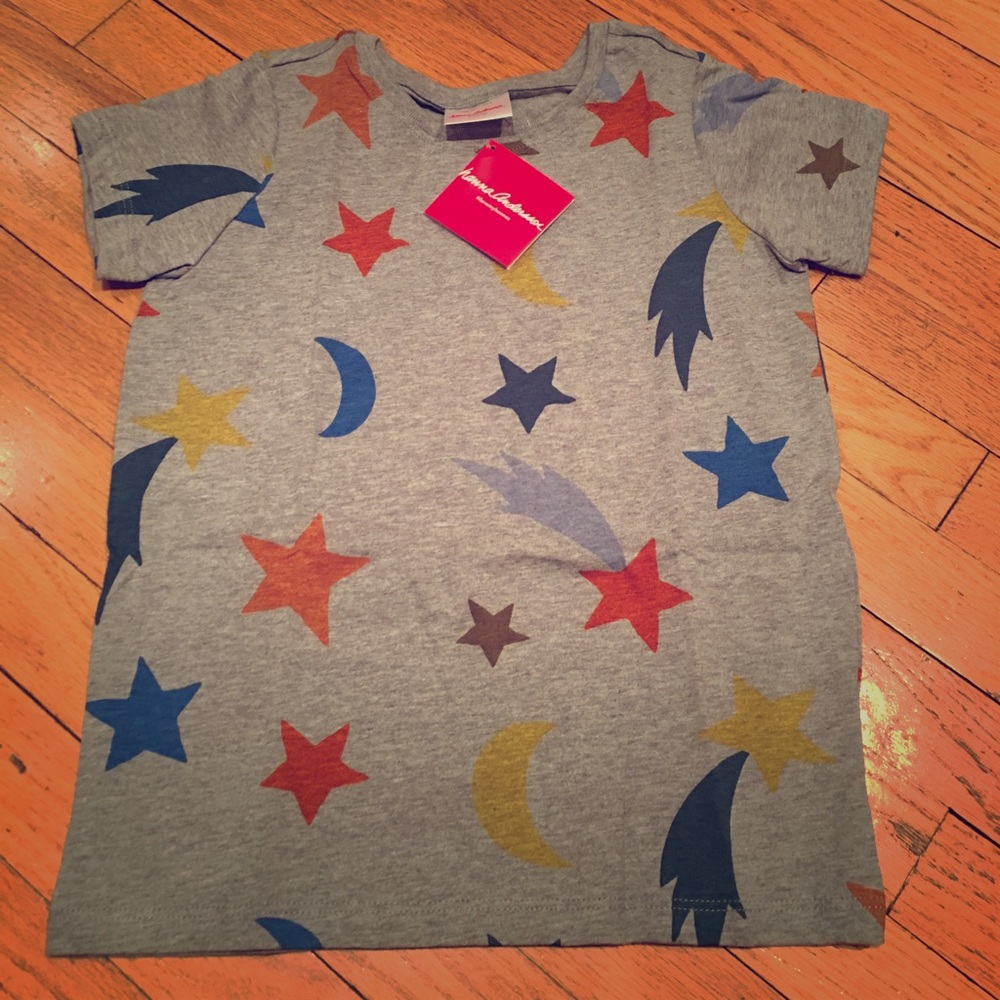 Hanna Andersson grey color stars tee 130 8y NWT